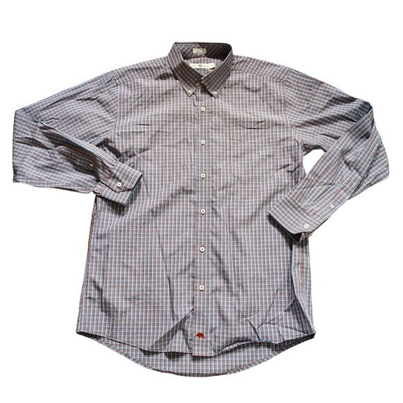 Onward Reserve Mens Preppy Plaid Button Down Shirt XL Blue Orange Tailored Fit - Picture 2 of 8